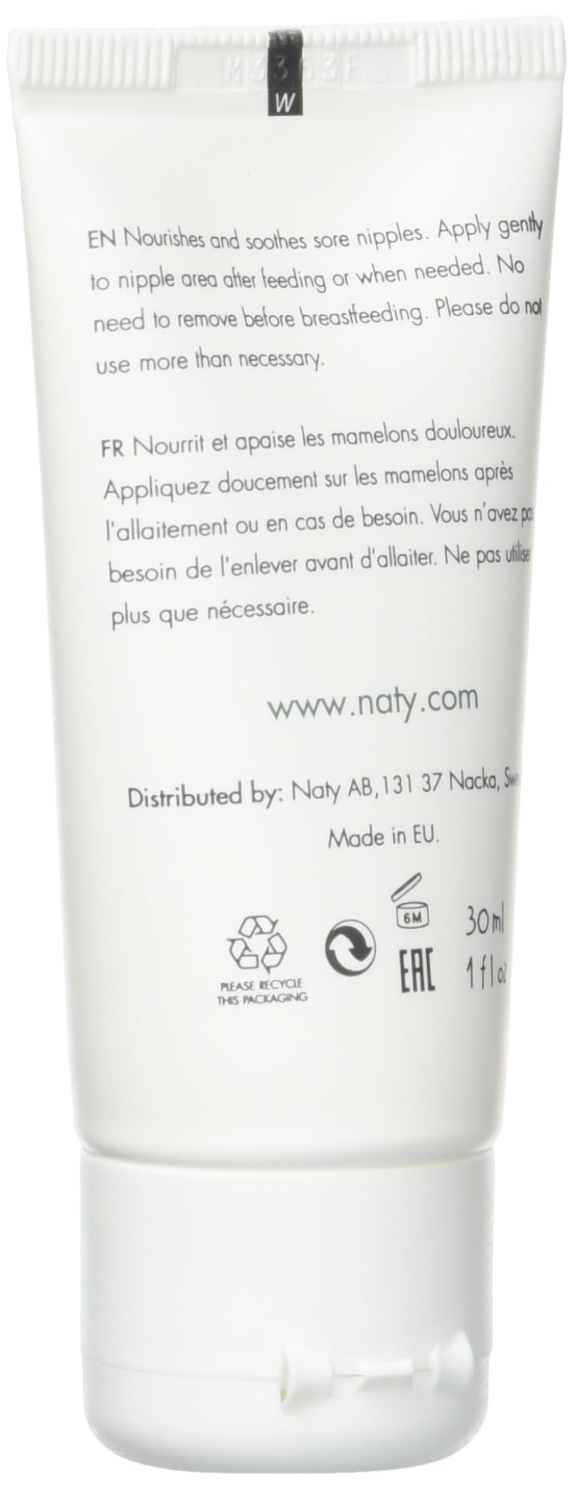 Eco by Naty, baume pour mamelons, extraits certifiés biologiques à base de plantes, hypoallergéniques et testés dermatologiquement, flacon de 30 ml