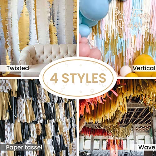 image for PartyWoo Crepe Paper Streamers 4 Rolls 328ft, Pack of Gold Crepe Paper