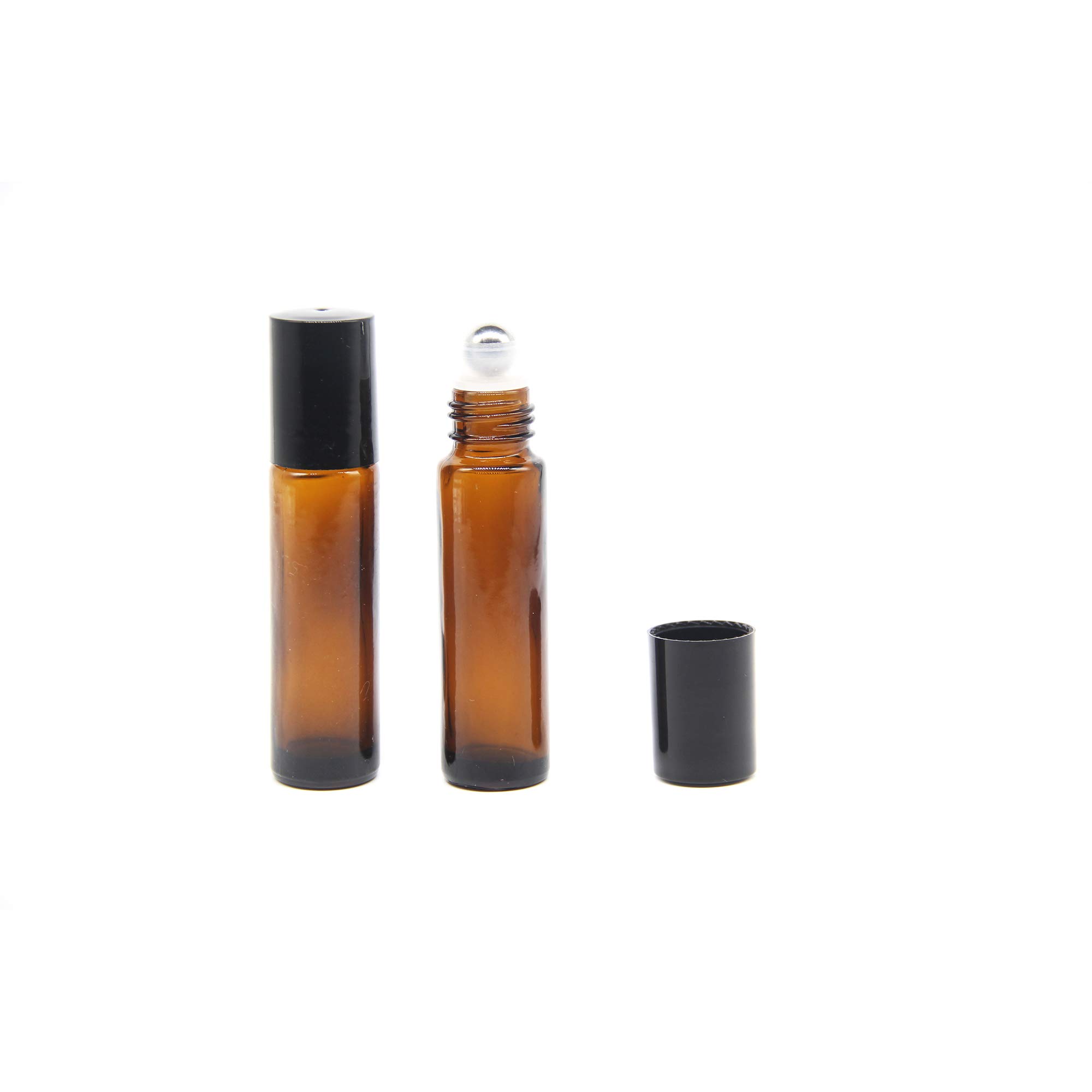 YIZHAO Roll On Vuoto per Oli Essenziali,Profumi,10 ml Marrone Bottiglie Vuote in Vetro, con Sfera in Acciaio Inossidabile – 24 PCS