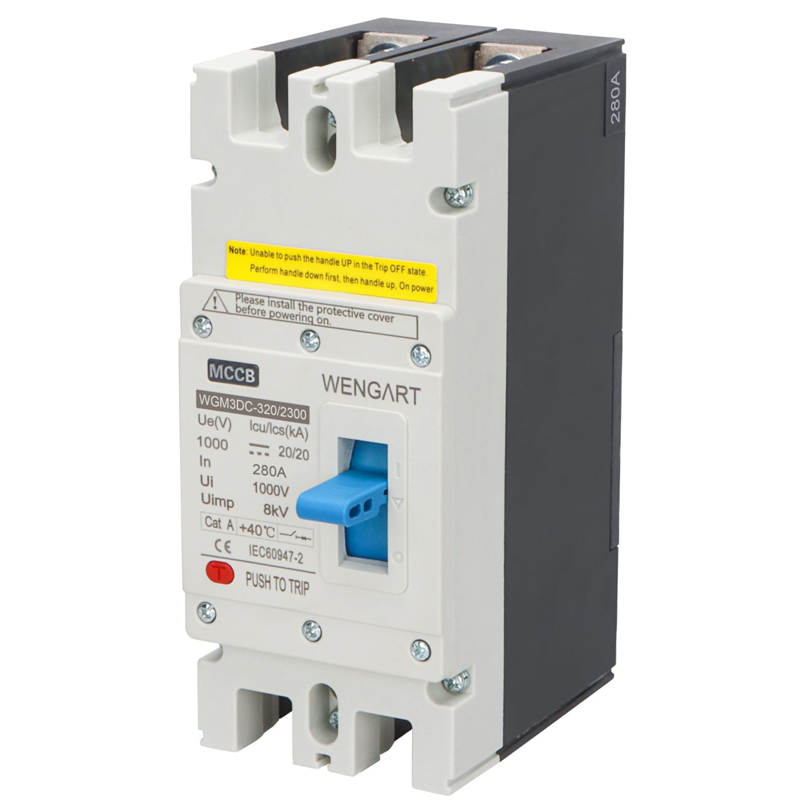 Wengart DC MCCB Kompaktleistungsschalter WGM3DC-320 | 280A 1000V DC | 2-Polig für Gewerbe-Photovoltaik & Großspeicher | Professioneller Leitungsschutzschalter für PV-Anlagen & Industrie