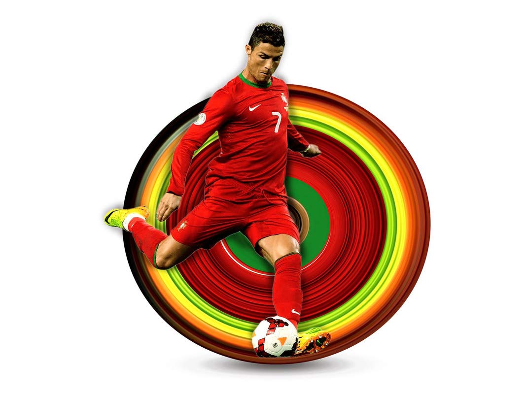 DivineDesigns™ Ronaldo Striking Ball Wall Sticker | Wall Sticker for Living Room/Bedroom/Office and All Decorative Stickers