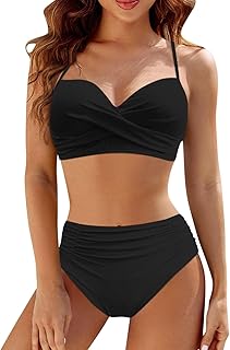 Reloj infantil para niño, conjunto de bikini de cintura alta para mujer, traje de baño deportivo de dos piezas con bloque de color y corte alto