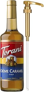 Coffee Syrup, Crème Caramel Flavoring for Drinks, Glass Bottle with Pump Included, 25.4 Oz