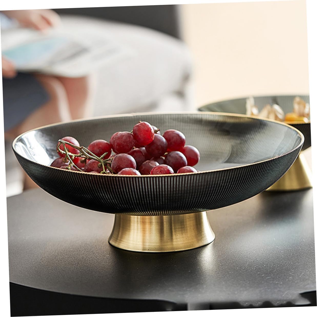 Pedestal Glass Fruit Bowl Decorative Tall Fruit Tray for Tabletop Kitchen Counter Household Storage and Serving Centerpiece