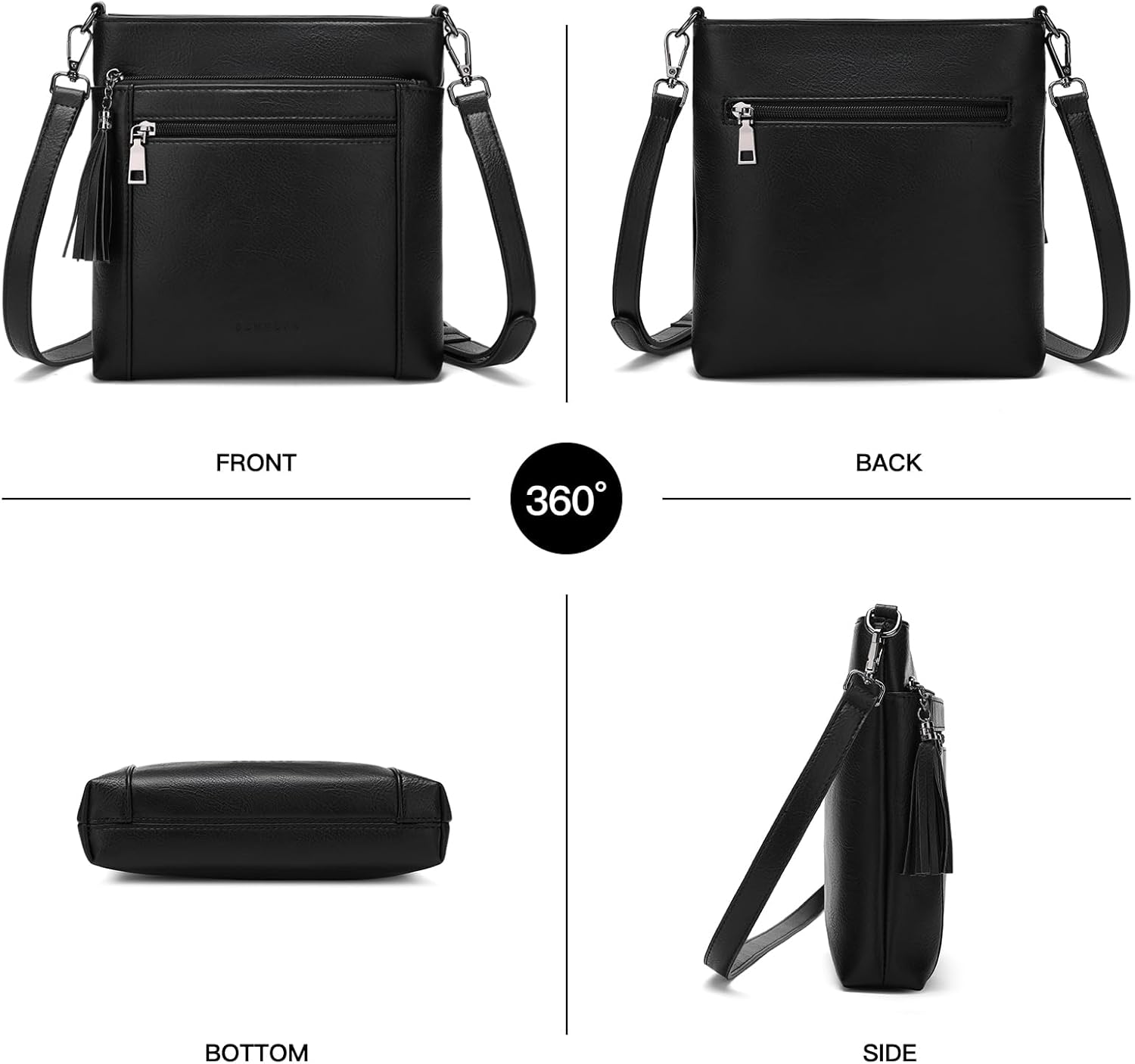 SENDEFN Crossbody Bags for Women, Multi Pocket Casual Crossbody Bag, Leather Purse for Women, Shoulder Handbag with Tassel