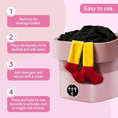 Miniatura 5 de Lavadora portátil, mini lavadora, 11L, con doble función de lavado y secado (2 en 1), gran capacidad mejorada, lavadora plegable para apartamentos,