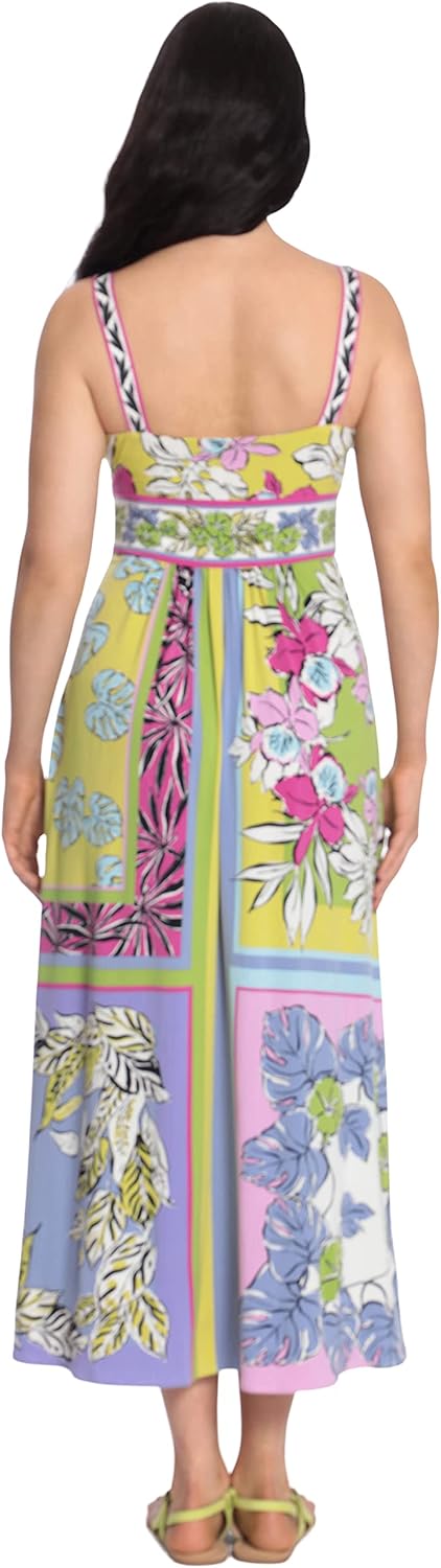 London Times Women's Women's Floral Printed Cami Maxi Dress with Slit