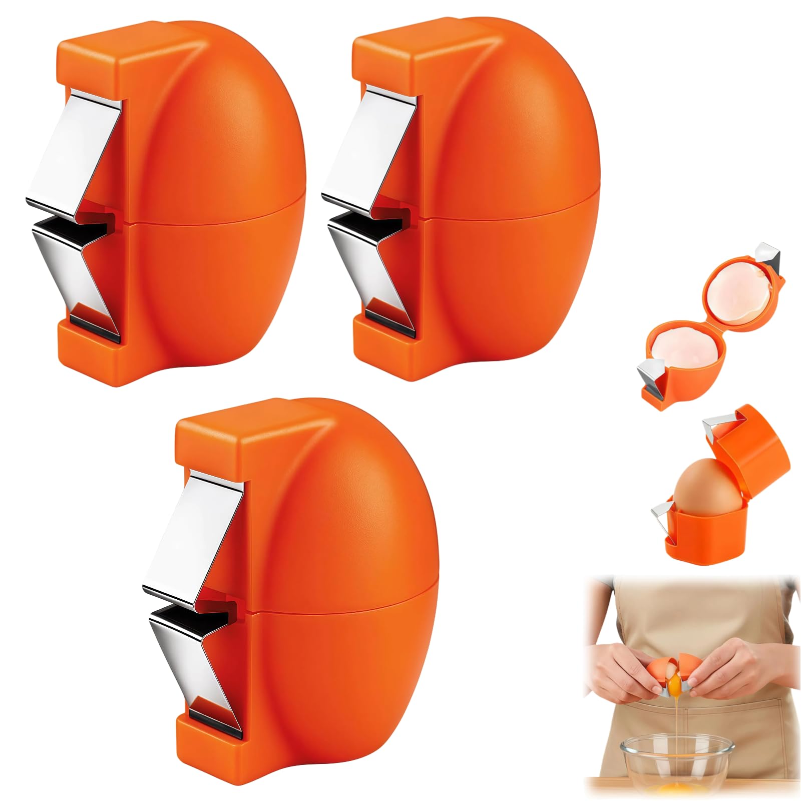Egg Shell Opener, 2026 New Stainless Steel Egg Shell Opener Egg Opener Tool, Multifunctional Egg Cutter for Home Kitchen，Orange：3