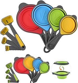 Collapsible Measuring Cups and Spoons Set,16 Pcs Portable Silicone Measu...