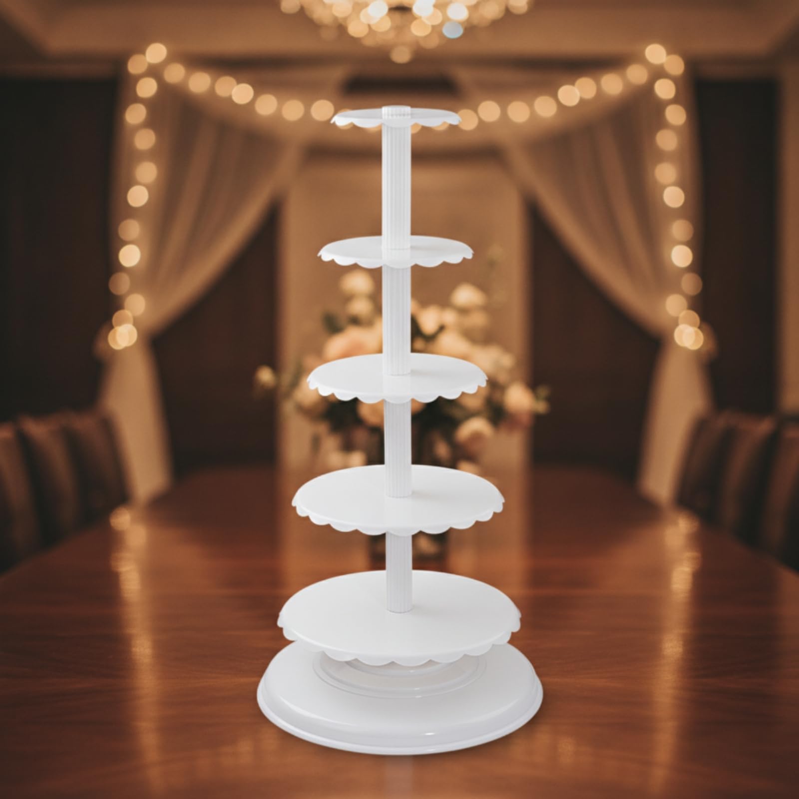 Baoblaze Présentoir à sserts à Six Niveaux avec Colonne Centrale Haute et Socle Large pour Exposer Gâteaux et Tartes Lors Réceptions et Événements Professionnels