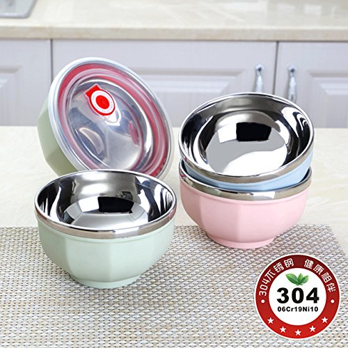 Stainless Steel Bowls Children Baby Insulation Bowl Rice Noodles Salads