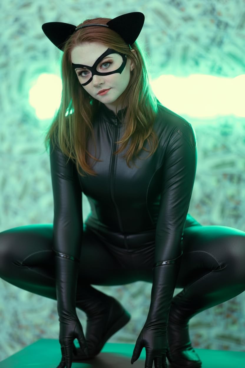 Lunaryvo Cat Woman Mask Set Black Eye Mask and Cat Ear Headband Leather Masquerade Black Half Face Mask for Halloween Cosplay Carnival - Image 2