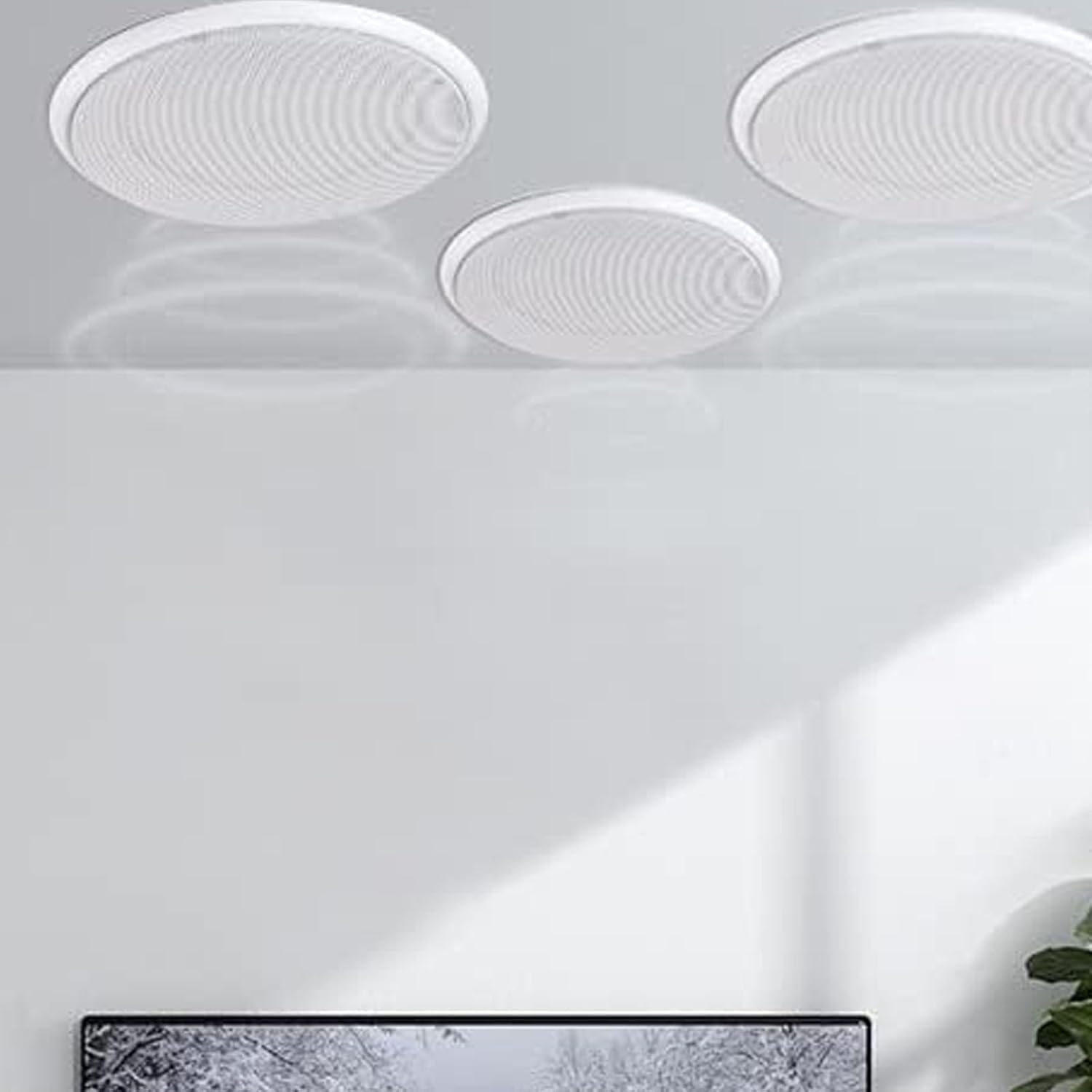 ASHATA 2pcs Round Ceiling Speaker Grill Covers, Magnetic Commercial Ceiling Speaker Decorative Ring DIY Accessory OD 280mm White, with Mounting Bases
