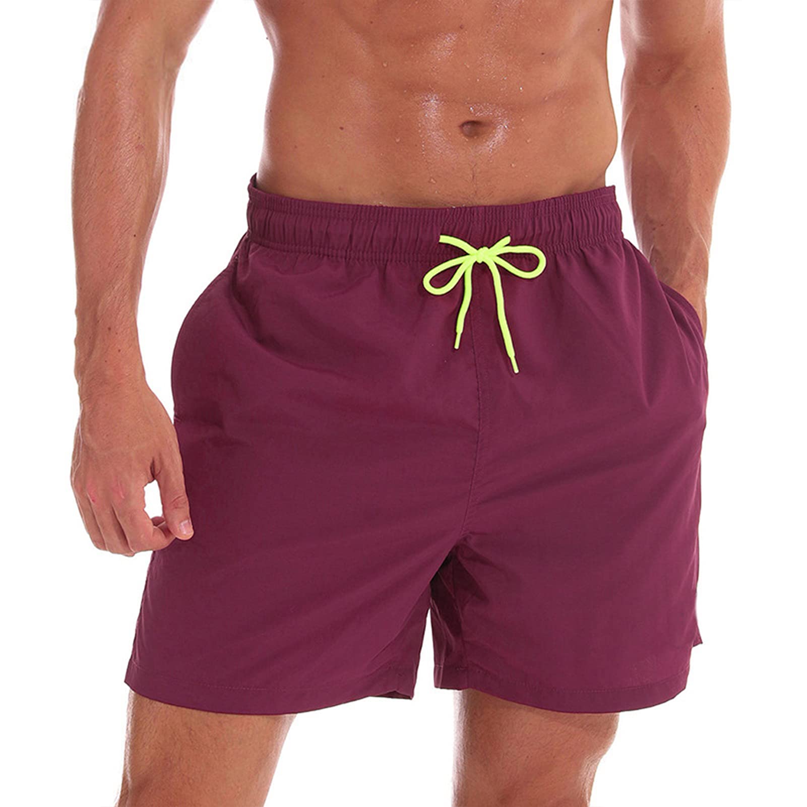 Men's Qui Dry Swim Trunks with Po ETS Water-Re llent d Shorts Sport Underwear Drawstring Beach Shorts Summer Breathable Underpants Swimsuit Bot-image-15