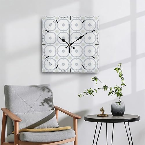 Miniatura 4 de White Floral Flower Green Star Wall Clock Decorative Wall Clocks Decorative Plug in Clock Battery Operated Clocks Garage for Kitchen Bathroom