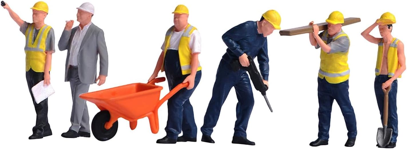 Miniature Figures Model,1/64 Scale,Tiny People Figurine Construction Building Workers Mini Diorama Worker Figure for Diorama, Style B