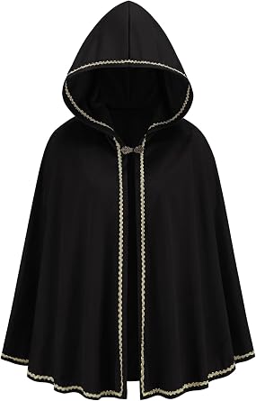 GRAJTCIN Renaissance Medieval Hooded Cape Adult Velvet Cloak Halloween Party Victorian Capelet for Women