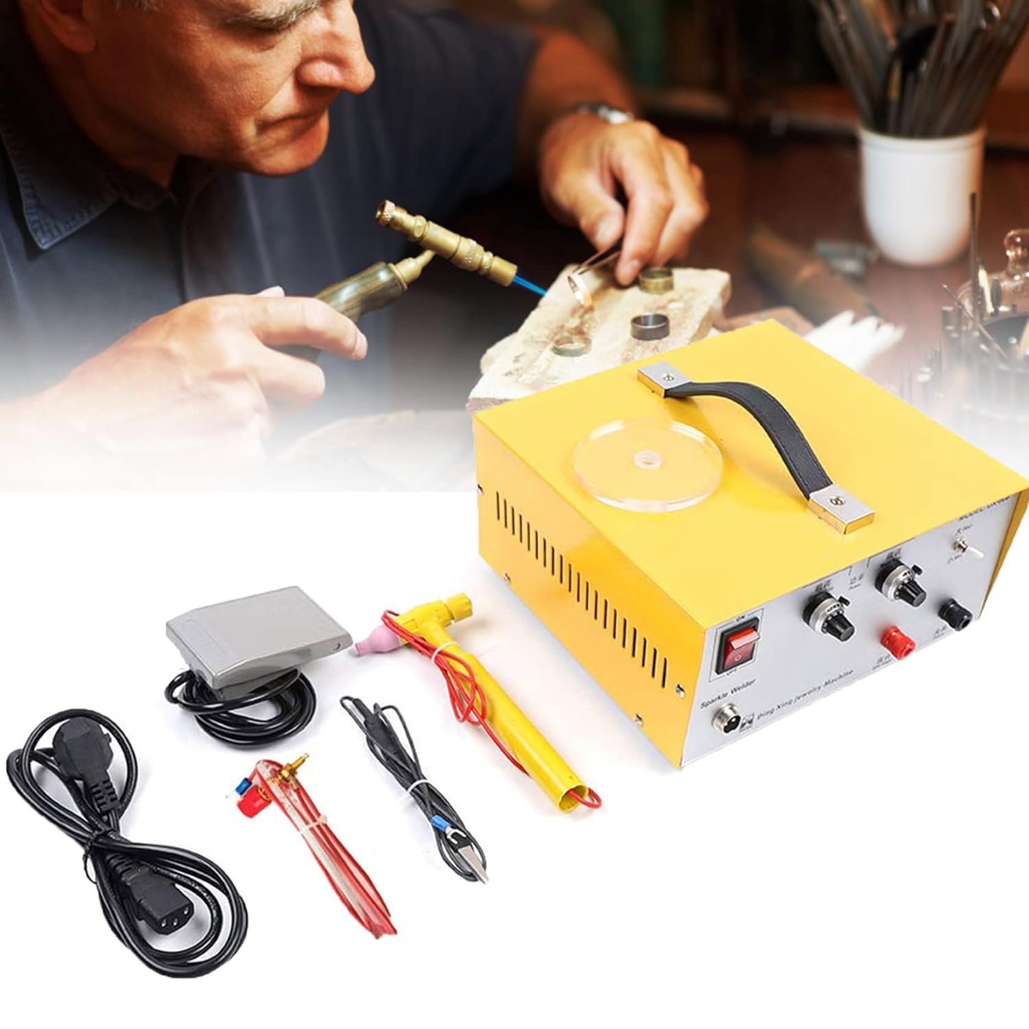 YMAOMAO Pulse Sparkle Spot Welder, Portable Spot Welder Machine DIY Kit, Permanent Jewelry Welder Kit Jewelry Spot Welder for Gold Silver Platinum Jewelry Welding,80A