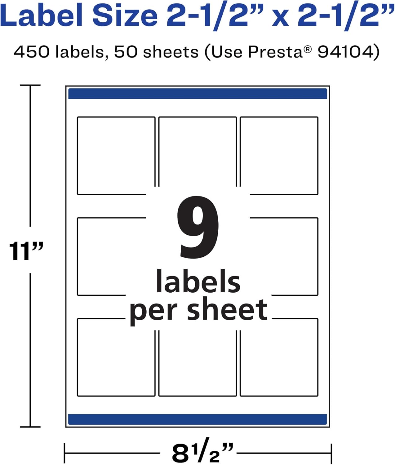 Avery Printable Durable White Square Labels, Sure Feed Technology, 2.5" x 2.5", Waterproof Labels, Laser & Pigment-Based Inkjet Compatible, 450 Total, Great for Product Branding, Marketing, and More