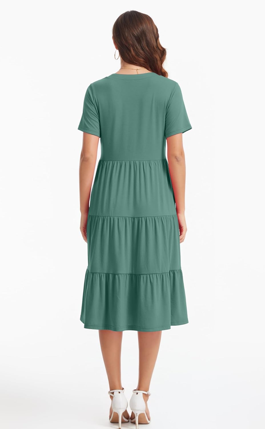 Women's V Neck Dress 2025 Lounge Fashion Casual Loose Fit Flowy Swing Tiered Vacation Dresses - Image 5