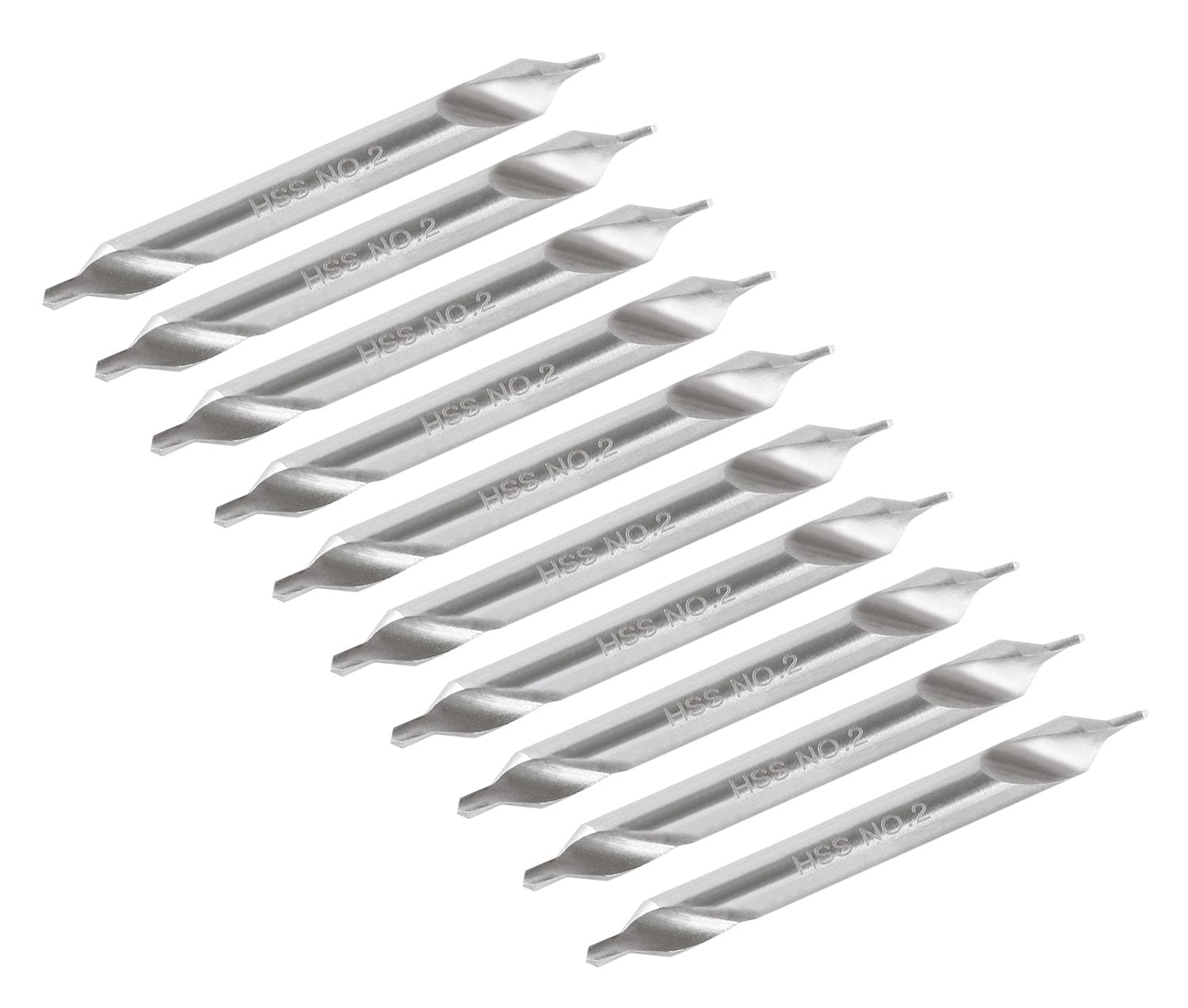 Accusize Industrial Tools No.2, 3/16'' by 5/16'' by 1-7/8'' H.S.S. Center Drill Bit, 10Pc 0530-0200x10