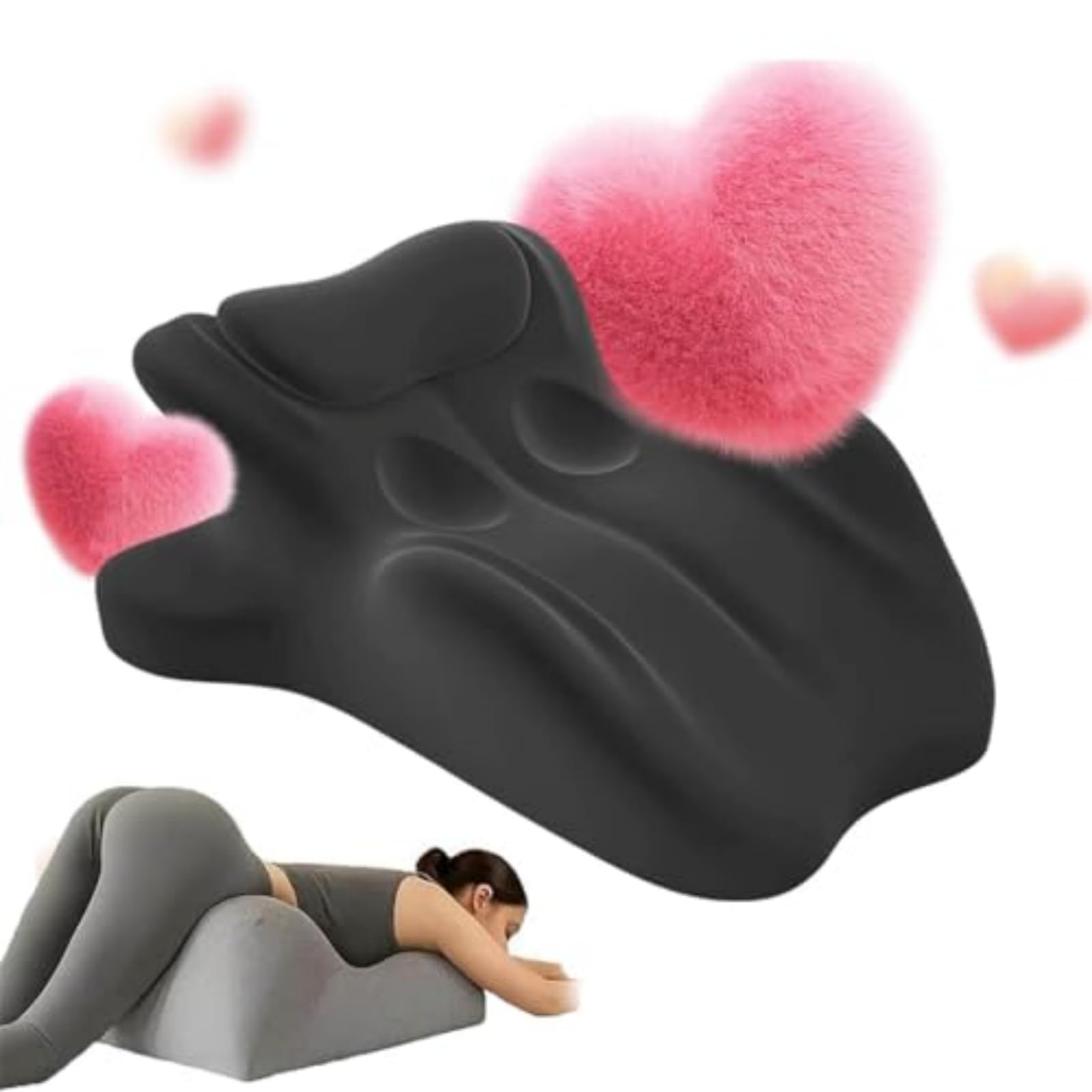 Iuscacey Black Arcova Sweet Spot Pillow - 27° Couples Pillow For Intimacy Support & Back Pain Relief | Memory Foam Wedge Cushion For All Postures | Keep Passion Alive,