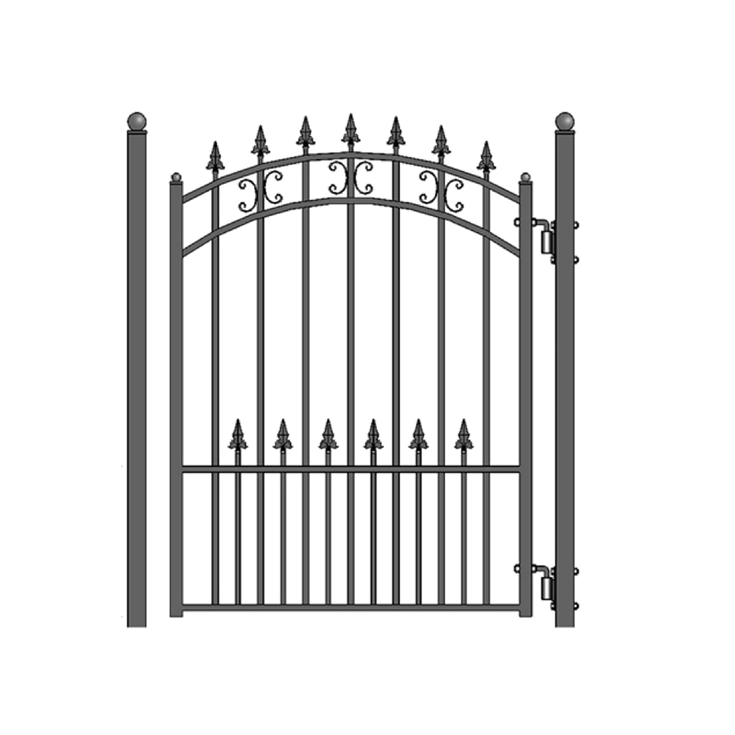 ALEKO Driveway Pedestrian Gate | Metal Garden Door for Steel Gate | Anti-Rust Steel | St. Louis | 5 ft