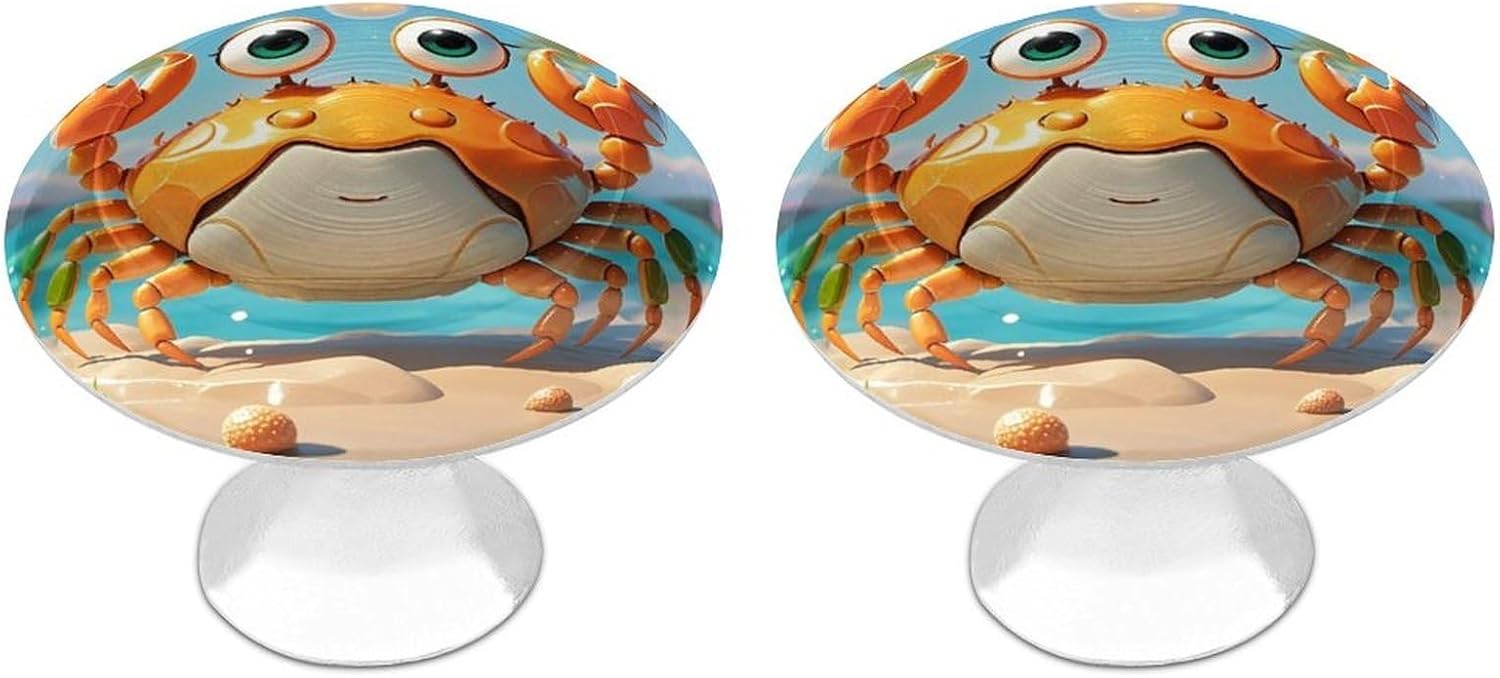 Cabinet Handles Round Drawer Pulls Summer Cartoon Crab Dresser Knobs for Cabinets and Drawers Handle Kitchen Cabinet Pulls for Bathroom Cupboard Drawers Cabinet Pulls for Kitchen Door