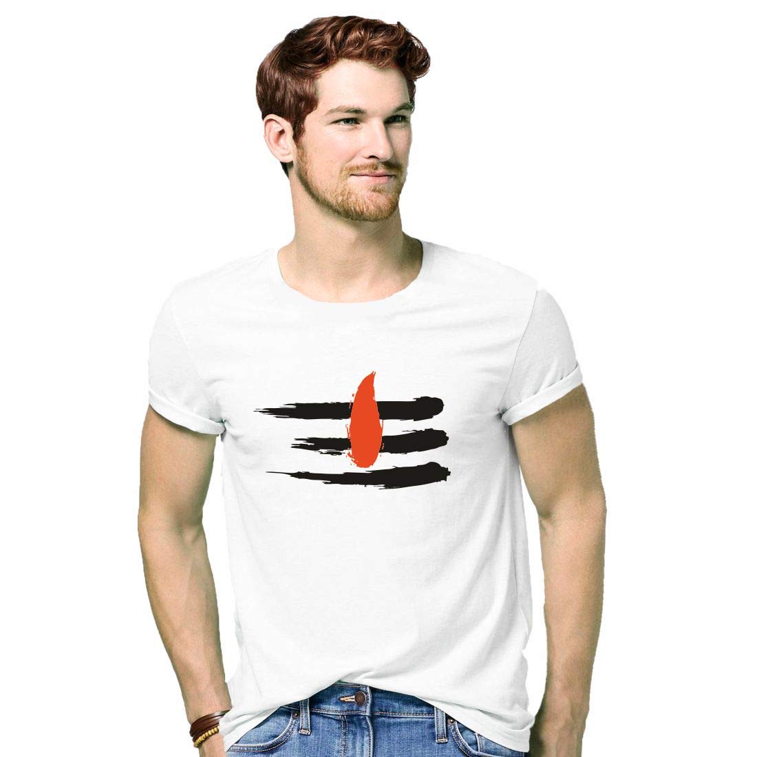Cotton Mens Tshirts Shiva Tilak Printed for Brothers/Sibiling/Family/Friends-image-7
