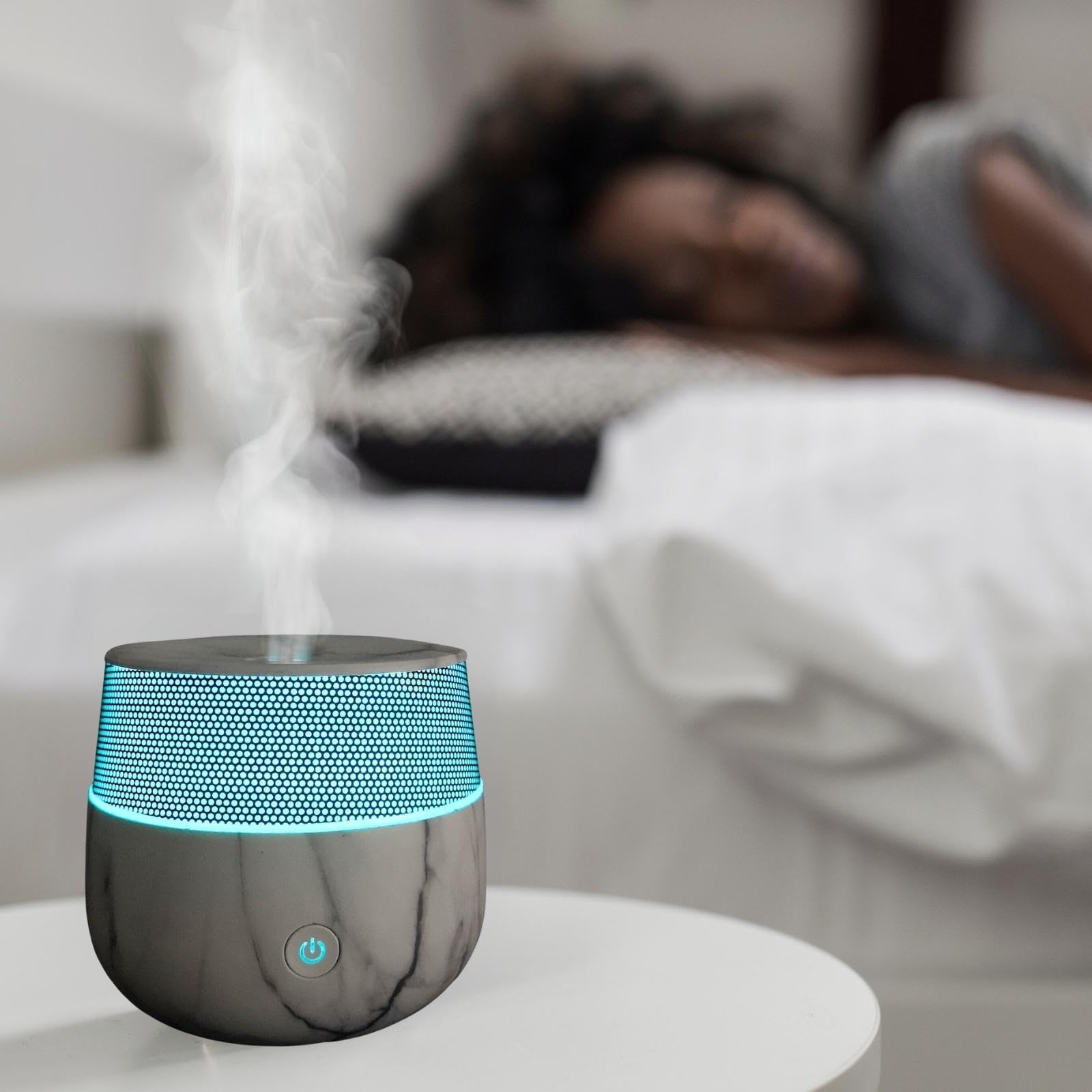 Zen'Arôme - Diffusor Kailo - Luftbefeuchter für ätherische Öle - Ultraschall-Aromatherapie-Vernebler - Elektrische Duftlampe im Marmor-Design mit verstellbarer LED-Beleuchtung und Diffusion - Auto-Off