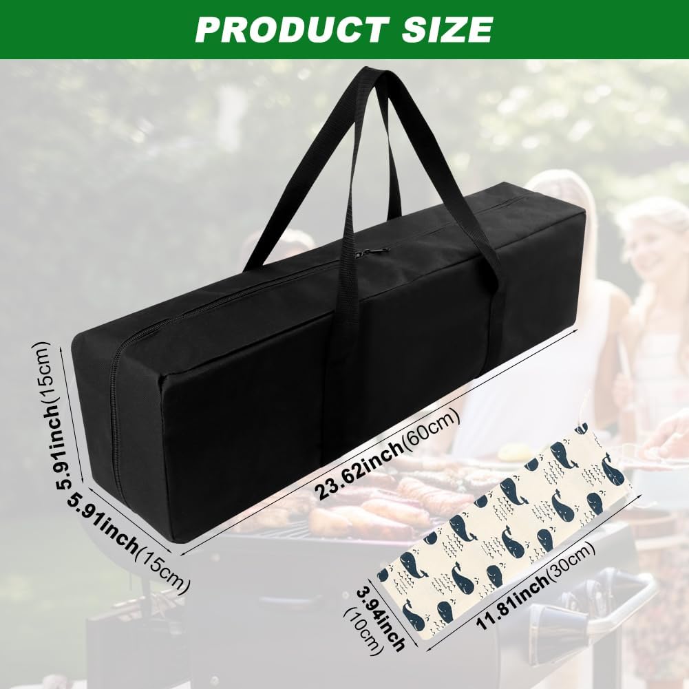 Grill Tool Storage Bag, Oxford Cloth BBQ Tool Storage Bag Foldable Grilling Bag, Waterproof Suitable for Grill Utensil Storag-e for Camping Tailgates and Parties Hiking BBQ