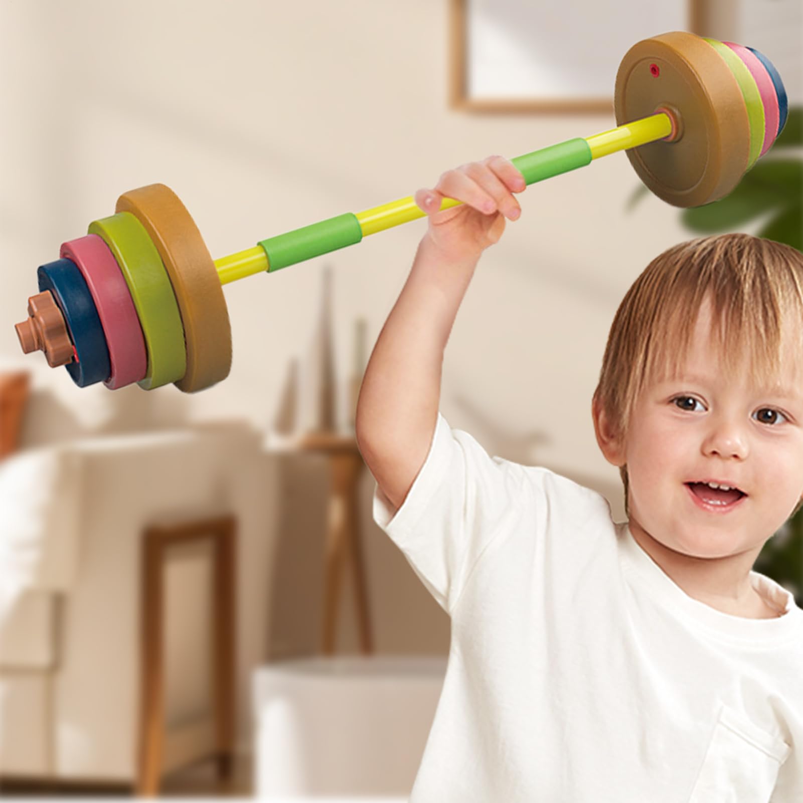 Jouet Pour Barbell - Ensemble D'Haltérophilie Ludique Réglable, Accessorio | Léger Pour Jeu Actif, Développement Physique, Coordination et Force | Jouet D'Entraînement Extérieur Intérieur Pour F