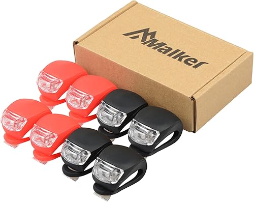 Miniatura 6 de Malker Juego de luces LED de silicona delanteras y traseras para bicicleta, faros delanteros y traseros, impermeables y de seguridad para carretera,