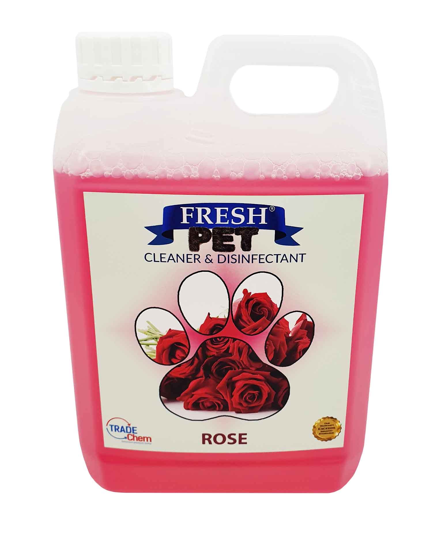 Trade Chemicals Pet Disinfectant Deodoriser Cleaner Kennels Artificial Grass Fresh Pet 2L (Rose)