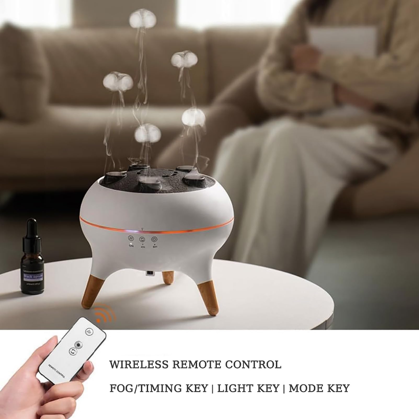 Nawilżacz Z Dyfuzorem Do Aromaterapii 250 Ml Z Olejkami Eterycznymi - Jellyfish Mist Ring Design, 7-kolorowa Dioda Led I 2 Tryby Mgły, Automatyczne Wyłączanie Do Sypialni, Dużego Pokoju