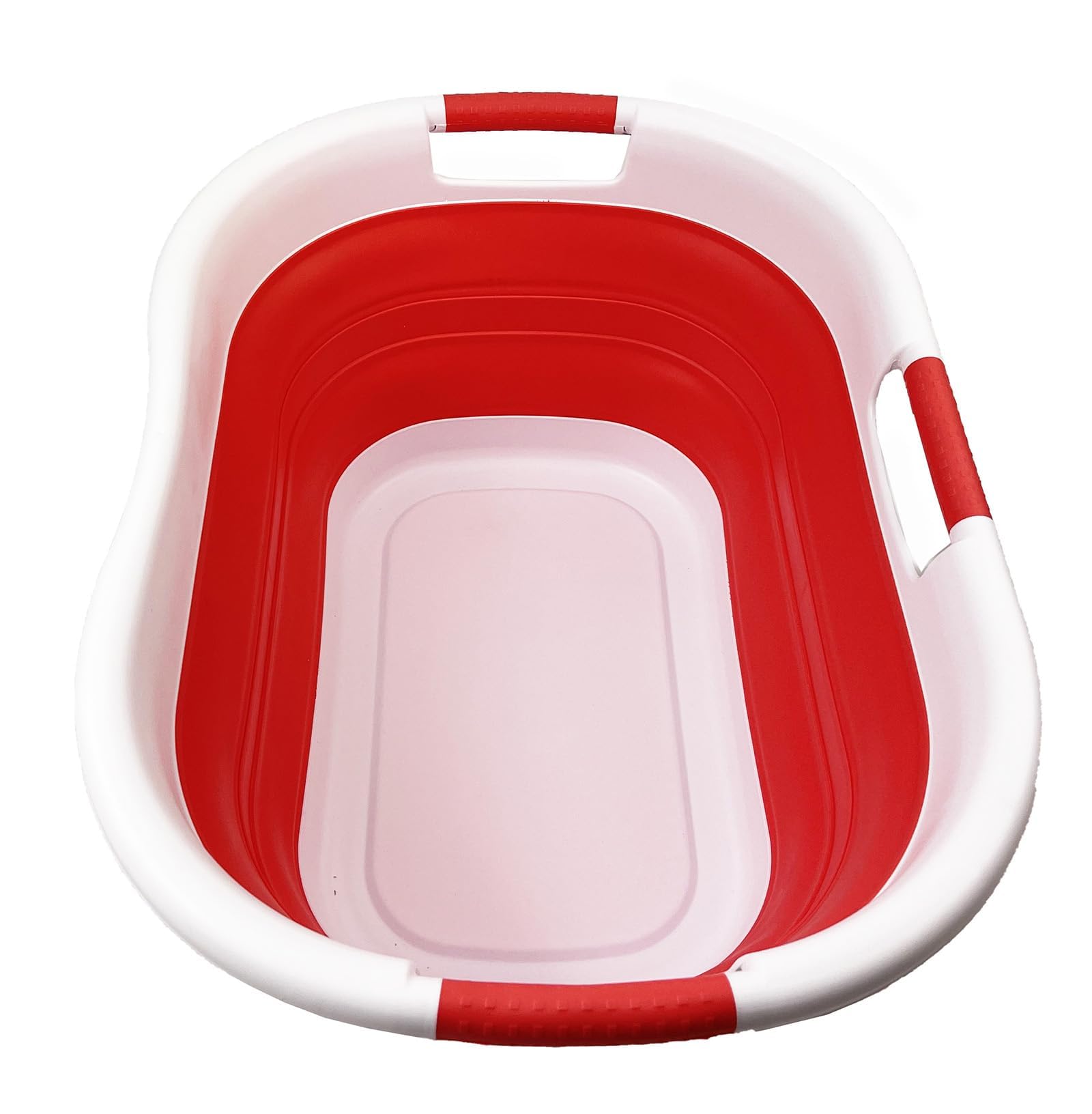 SAMMART Cesto portabiancheria pieghevole in plastica, 40 l, contenitore pieghevole, vasca portatile salvaspazio (1, bianco/rosa corallo)