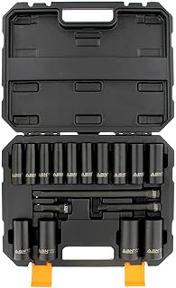 Impact Socket Set â€“ 17 Pc 1/2 Inch Deep Sockets and Extension Bars, SAE