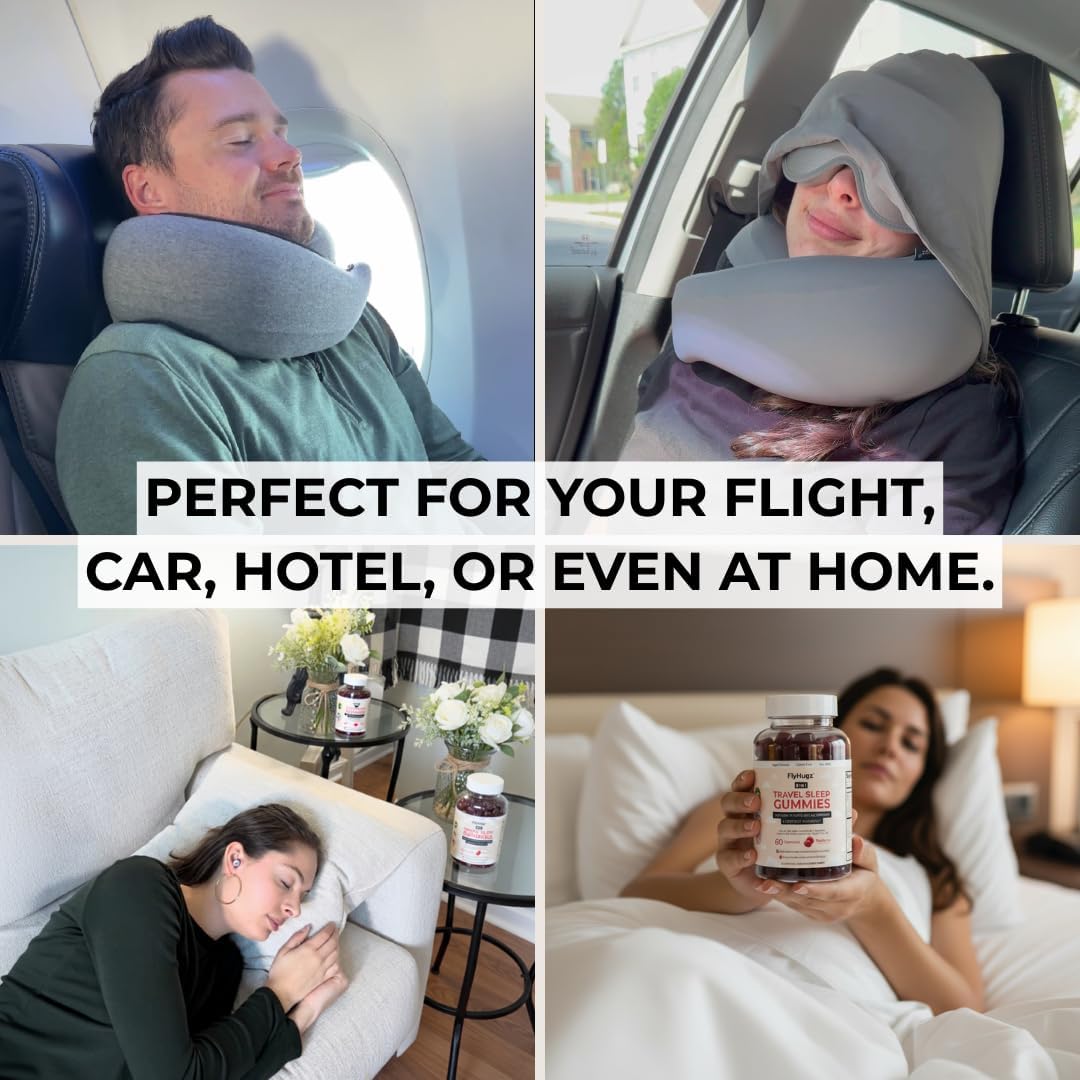 FlyHugz Travel Sleep Support Gummies for Adults with Melatonin L Theanine and Magnesium 60 Vegan Gummies 30 Day Supply Supports Relaxation Calm and Restful Sleep Raspberry Flavor - Image 8