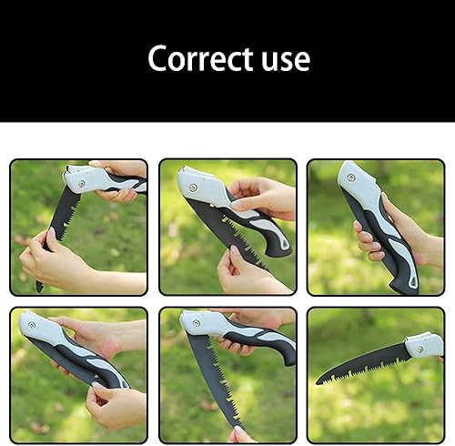 Miniatura 3 de Sierra de mano plegable, dientes de molienda en tres lados, sierra de podar con mango curvo, sierra Jab Saw para camping, senderismo, supervivencia,