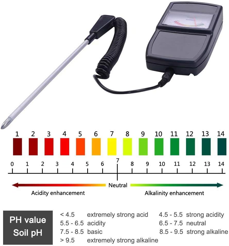 Julvie Pointer Type Soil PH Detector Tester Sensor with Detachable Probe,Gardening Quality Monitoring Acidity Test Tool Kits for Gardener Plants Crops Flowers Vegetable