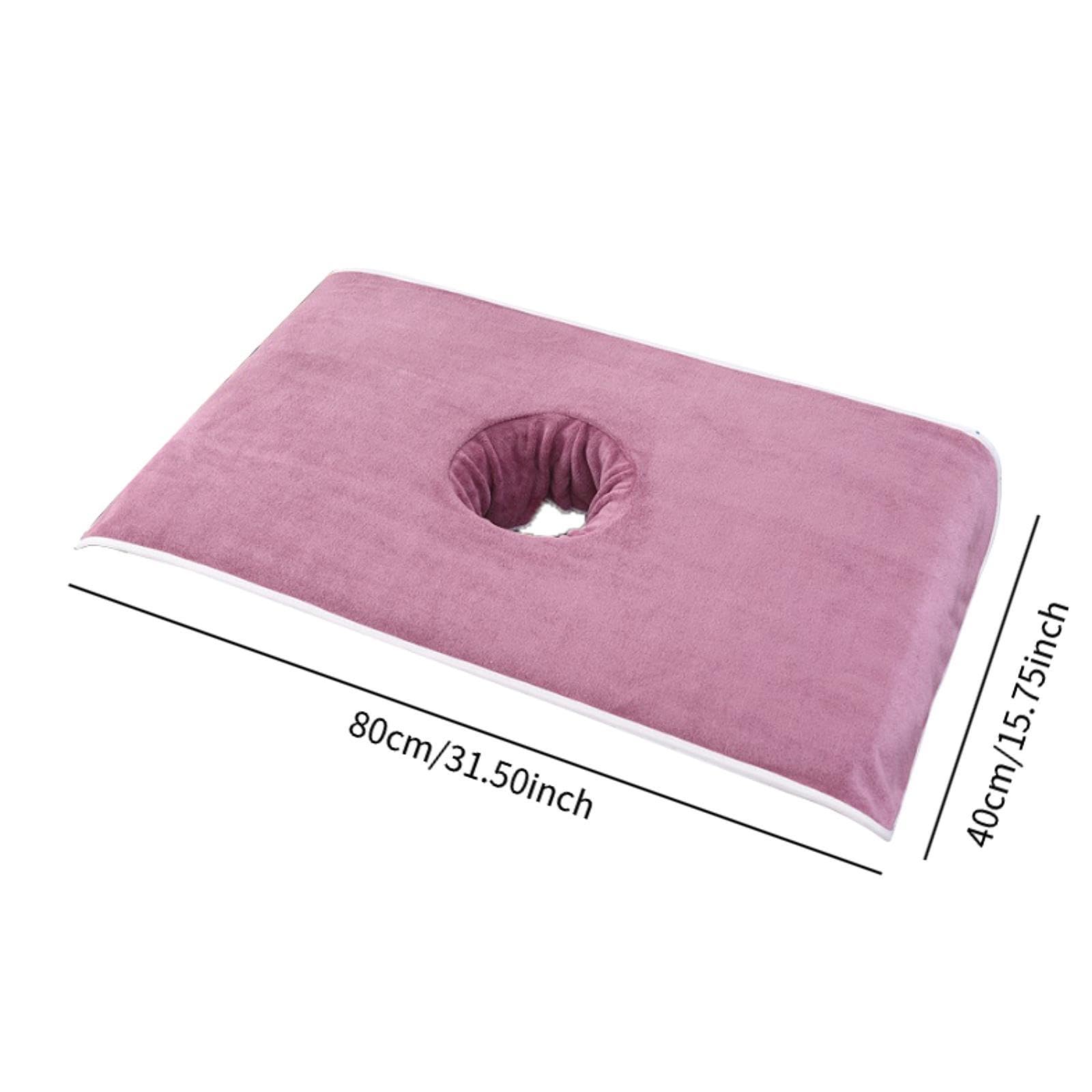 Kokiya Massage Table Towel Absorbent Supplies Coverlet Lying Down Face Pillow Towel with Hole Beauty Salon Bed Sheet for Beauty SPA, light violet