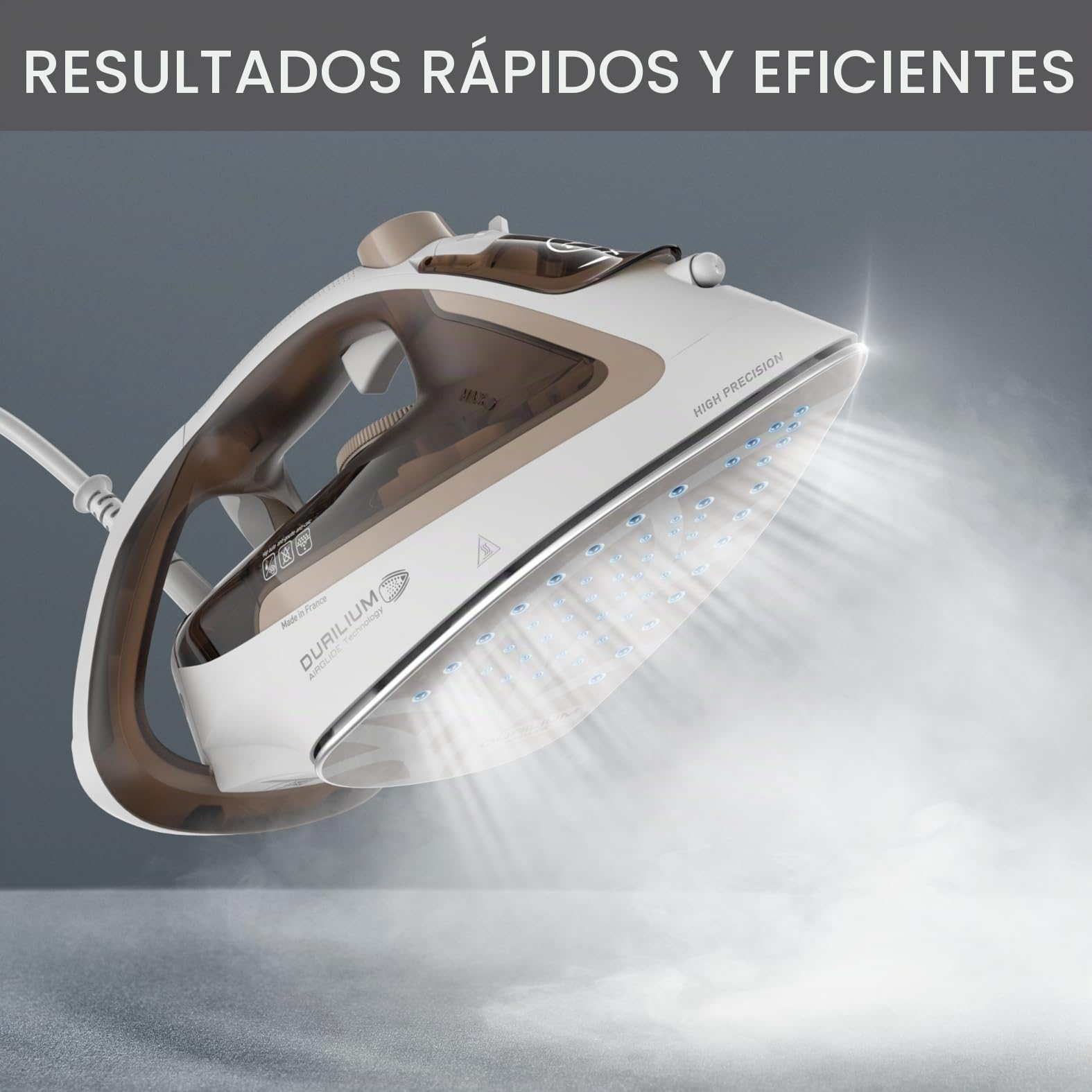 Tefal FV5780 Easygliss Eco - Plancha de vapor (2800 W, 240 g/min, vapor automático, 50 g/min, vapor vertical, suela Durilium AirGlide, 88% reciclable, mocha/blanco)