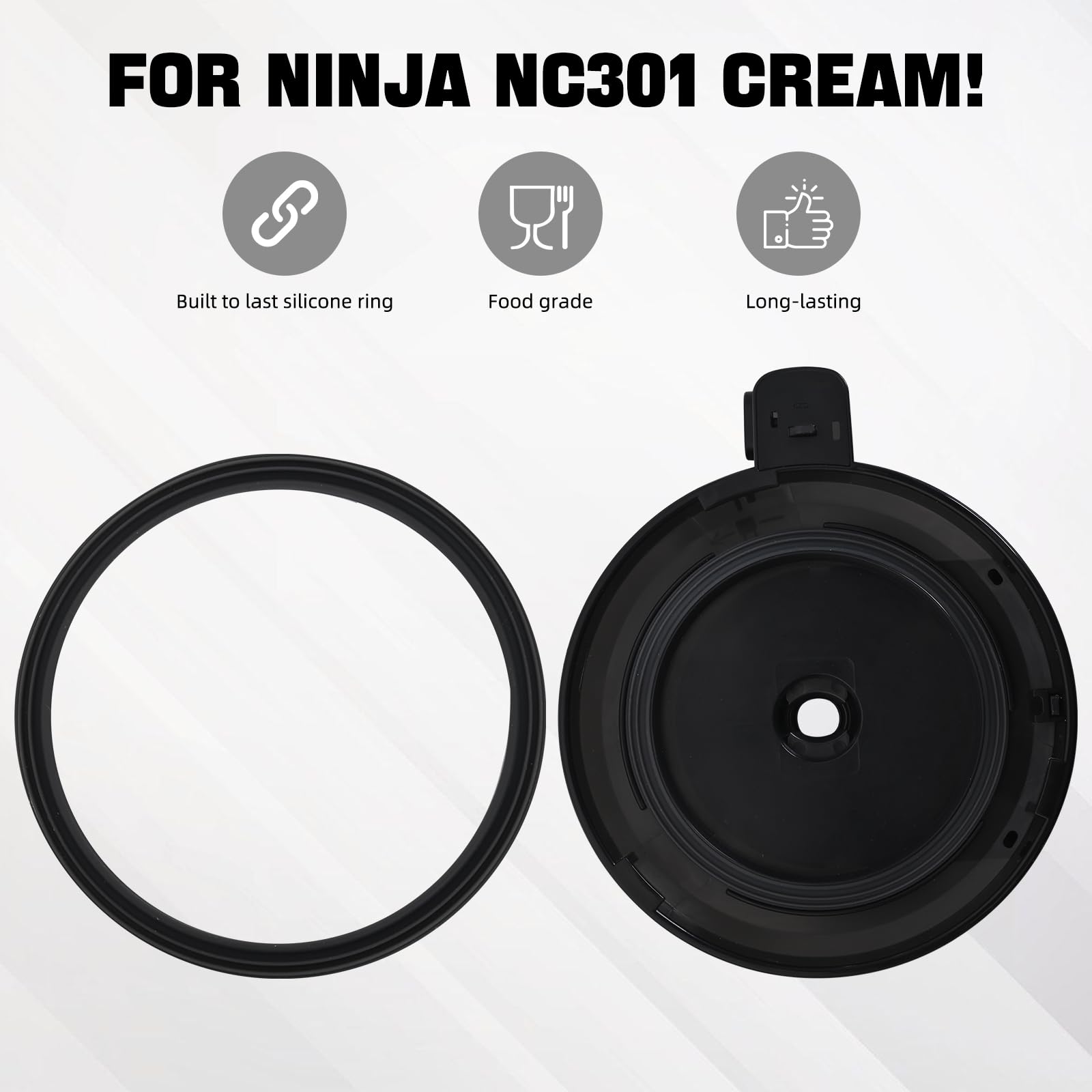 TheClouds Zapasowa zewnętrzna pokrywa miski kompatybilna z serią Ninja NC299AMZ/NC300/NC301, przezroczysty poliwęglan, nadaje się do mycia w zmywarce, pokrywka do robienia lodów