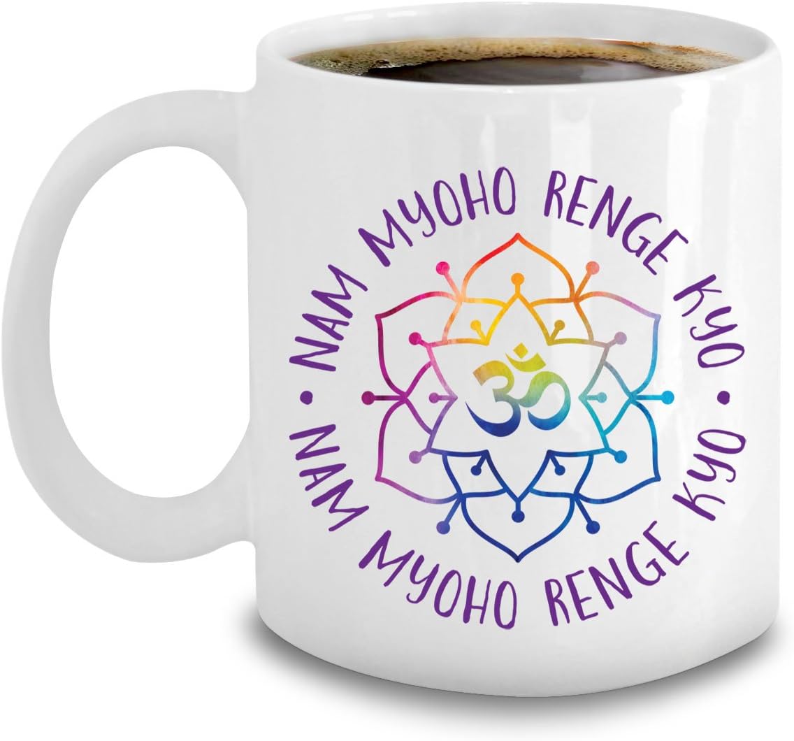 Nichiren Buddhism Mug - Nam Myoho Renge Kyo Lotus Om - 11oz Ceramic Cup