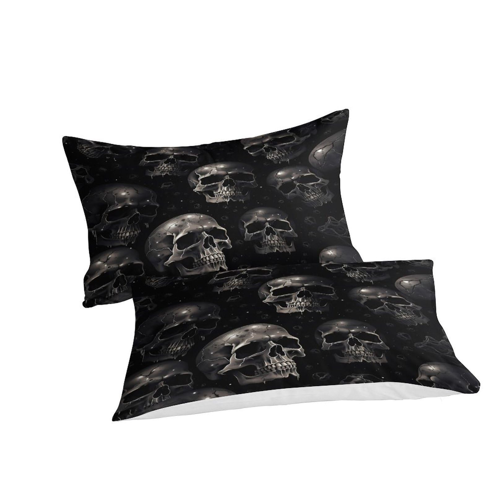 Gothic skullSet Di Copripiumino morbida Set di 3 Pezzi stampa 3D con cerniera Dark horror pattern copripiumino con federa traspirante ultra morbido e traspirante for bambini Super king（260x220cm）