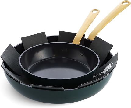 GreenPan Craft 8 and 11 2 Piece Frying Pan Skillet Set, Healthy Ceramic Nonstick, Non-Toxic PFAS-Free, Dishwasher Safe, Oven Safe, Black