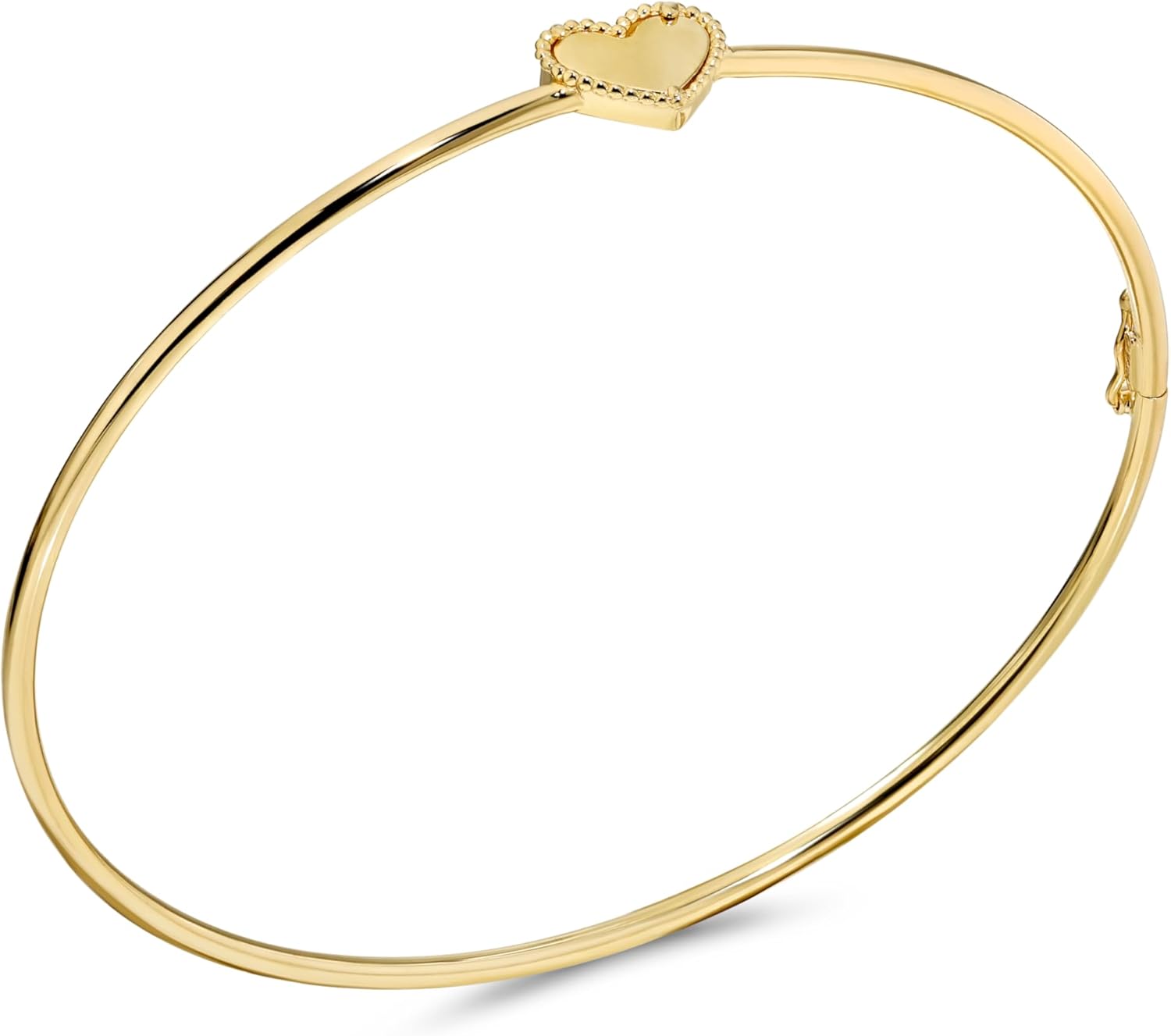 DEVATA 14K Solid Gold – Bangle Bracelet for Women – Heart, Knot, Clover, Infinity, Mariner, Dome, Butterfly