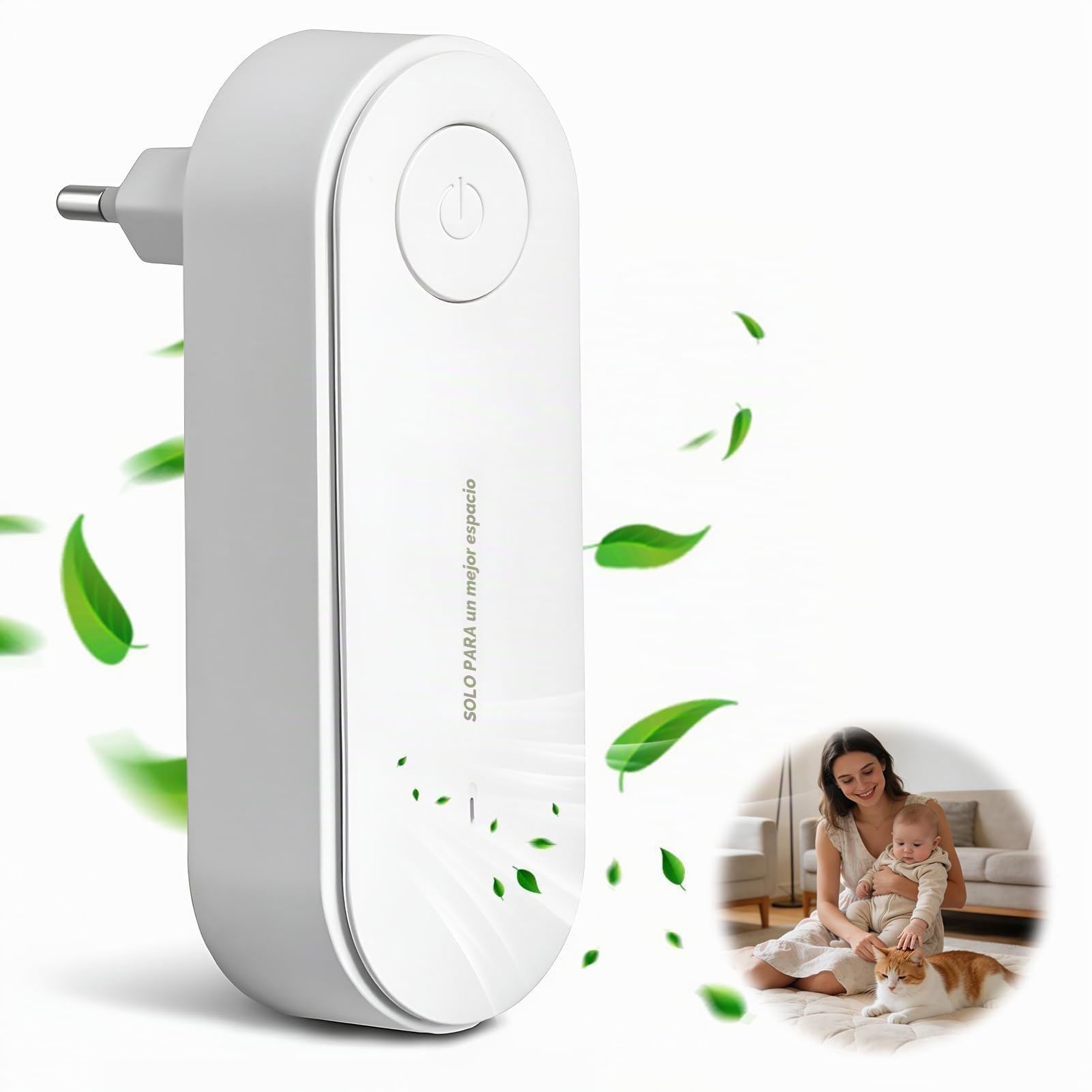 Purificador de Aire, Plug in Purificador de Aire de Iones Negativos Elimina Eficazmente Olores/Humo/Polvo Mini Air Purifier Sin Filtro para Dormitorio/Casa/Sala de Estar/Sala de Mascotas/Baño