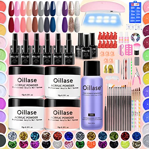 Acrylic Nail Kit for Beginners with Everything and 12 PCS Gel Nail Polish Kit with Light 2-in-1, Large Capacity Acrylic Nail, Glitter Nail Acrylic Powder for Nail Art Extension Kitâ¦