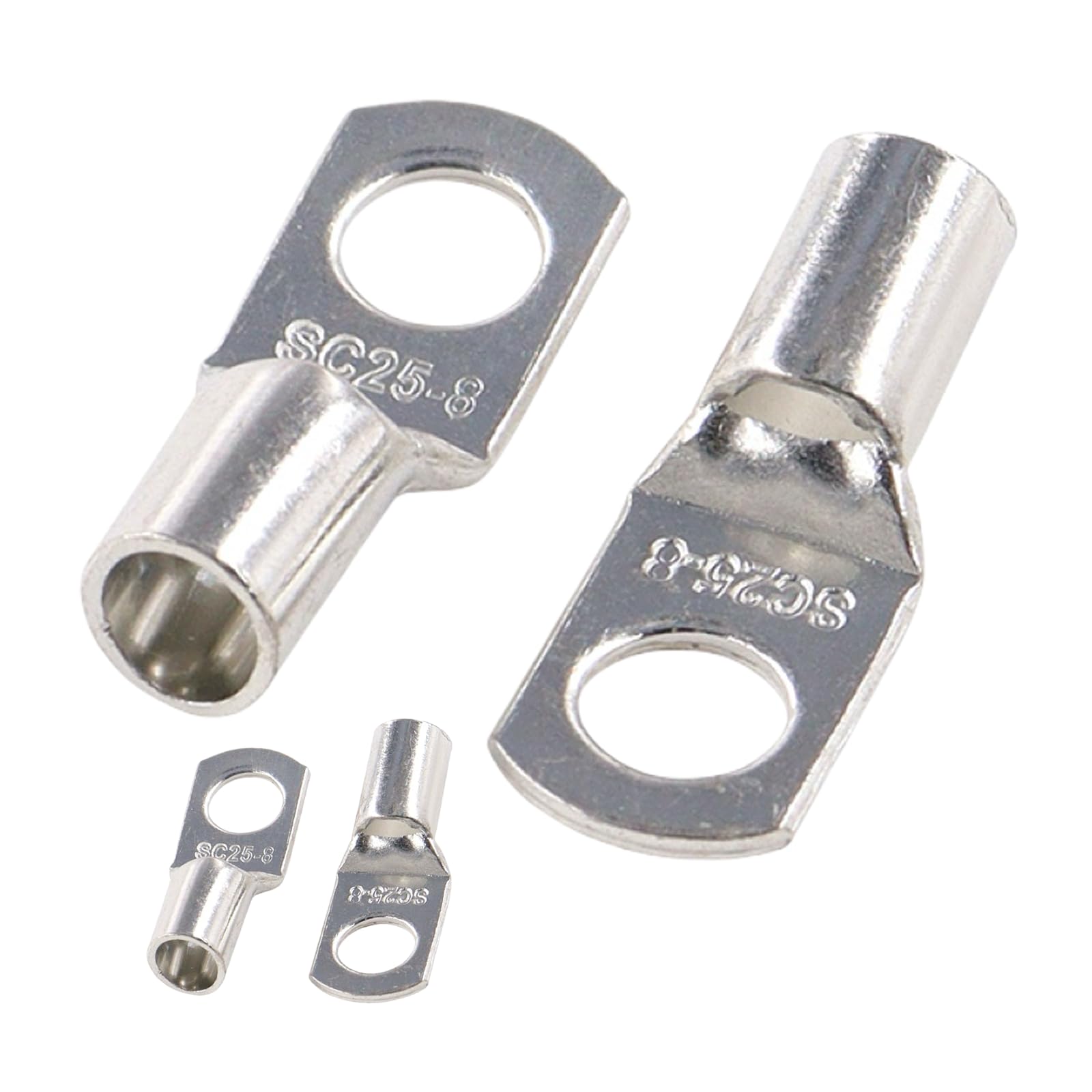 Joyelec Sc25-8 26Pcs Tinned Copper 25.0Mm² Cable Lugs M8 Battery Sc Ring Crimp Terminals Connectors For Electric, Auto, Boat, Car,Battery Cable Ends Lugs, Bolt Hole Crimp Terminals Connector